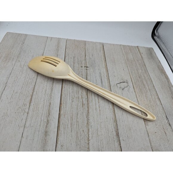 Vintage Ensar Almond Beige Nylon Plastic Slotted Spoon 11" - Picture 4 of 6